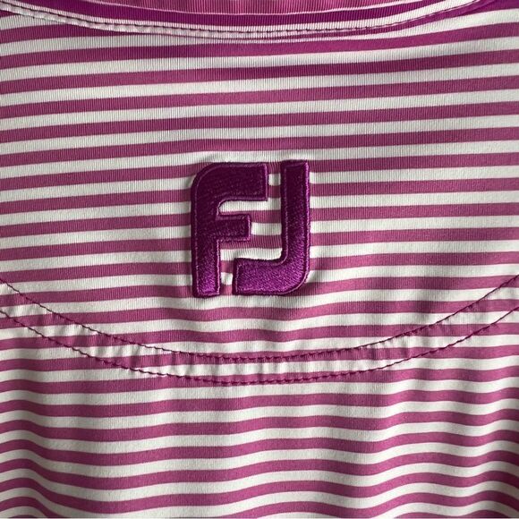 Men’s FootJoy Purple and White Striped Polo Medium - Picture 5 of 6
